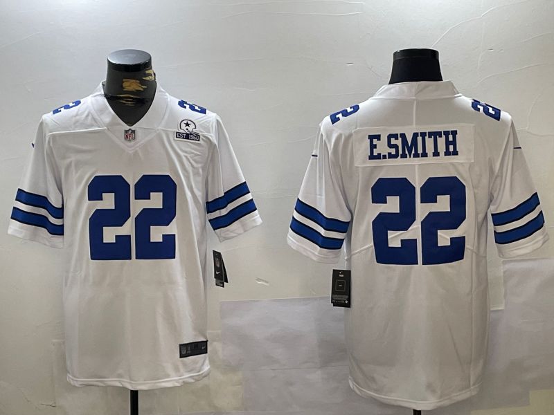 Men Dallas Cowboys #22 E.Smith White 2024 Nike Vapor Limited NFL Jersey style 2